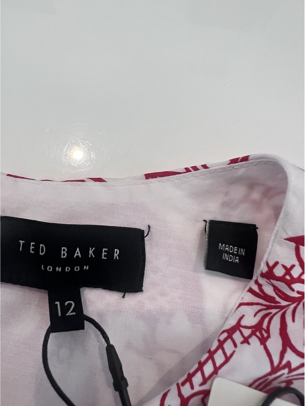 $179 Ted Baker Belted Peplum Top Cotton Poplin Ted/White Size 12 - Picture 11 of 14